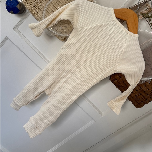 Brown and Cream Ribbed Kids One Piece Set - Picture 3 of 9